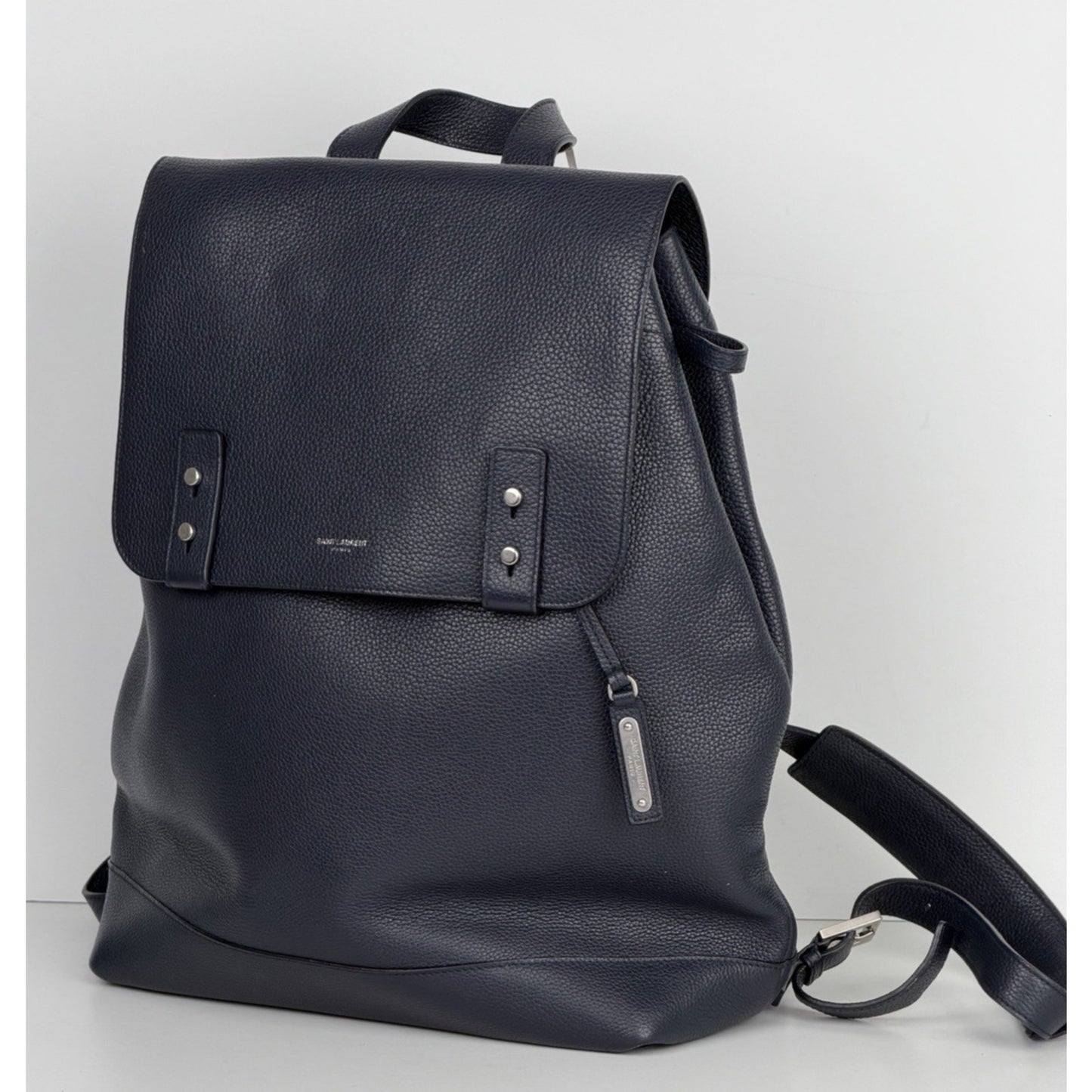 Saint Laurent Backpack Sac de Jour Grained Navy Calfskin Leather