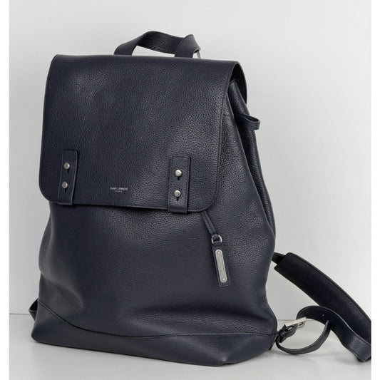 Saint Laurent Backpack Sac de Jour Grained Navy Calfskin Leather