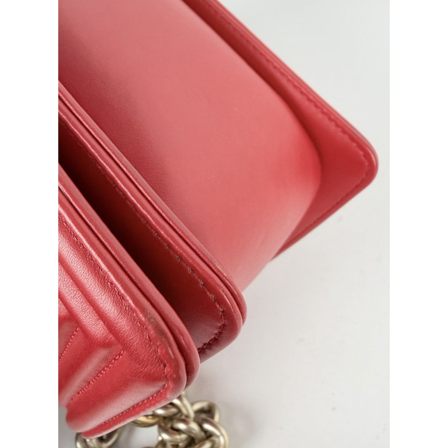 LAYAWAY: CHANEL Python Boy Bag Medium Red Leather Brushed Gold Hardware 2014 B4