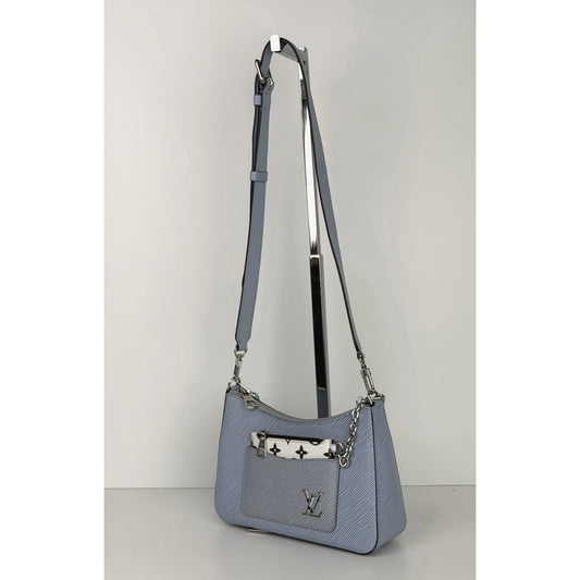 Louis Vuitton Marelle Bag in Bleu Nuage Epi Leather with Detachable Pochette F3