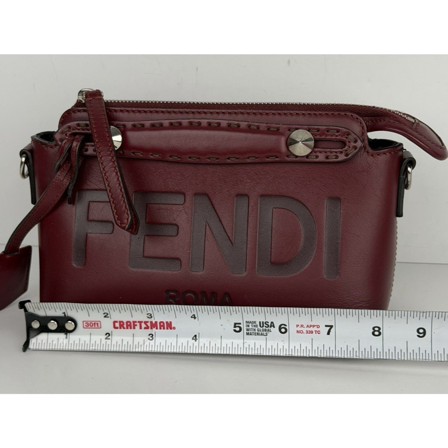 Fendi By The Way Shoulder Bag Small Rich Burgundy Leather & Bold Logo S15