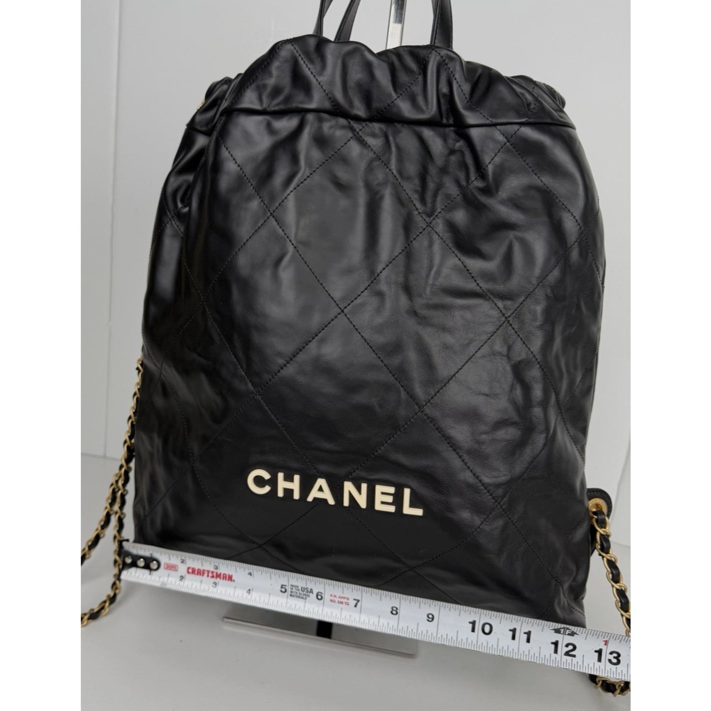 Chanel 22 Backpack Bag Small in Black Quilted Calfskin with Gold Hardware NFC C3