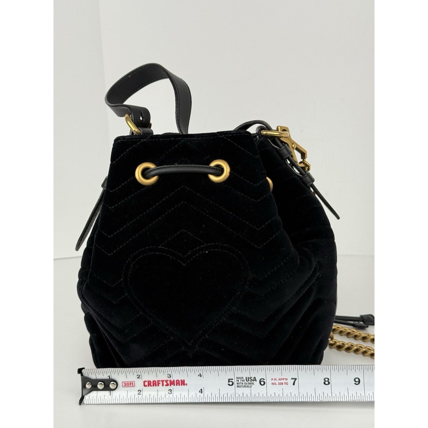 Gucci GG Marmont Bucket Bag Matelasse Black Velvet