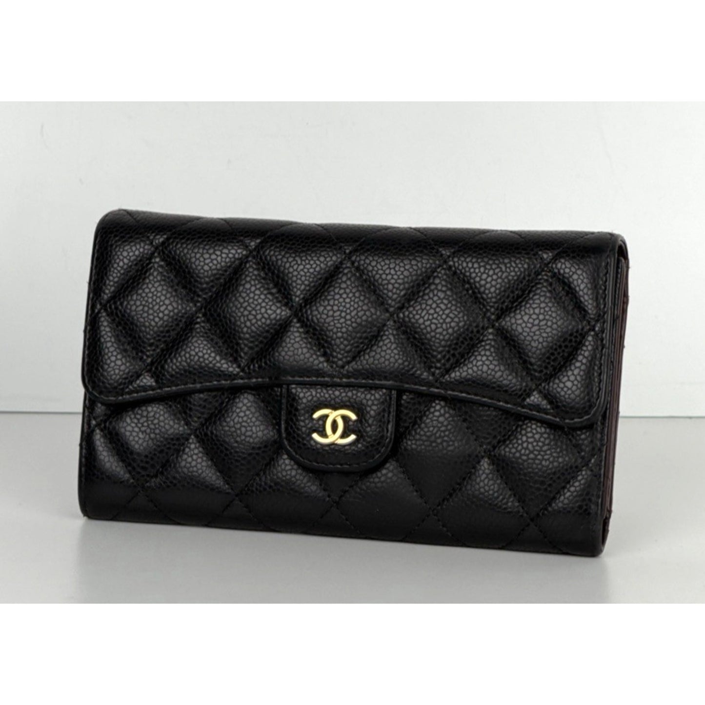 Chanel Caviar Quilted Flap Wallet in Black Caviar Leather 2017 K3