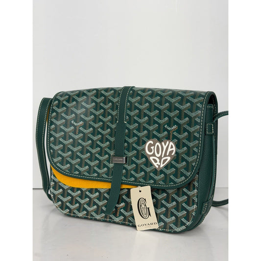 Goyard Belvedere MM Messenger Bag in Green Goyardine Coated Canvas YE-5