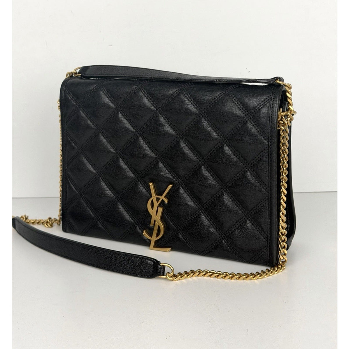 Yves Saint Laurent Becky Medium Shoulder Bag in Black Quilted Leather S-13