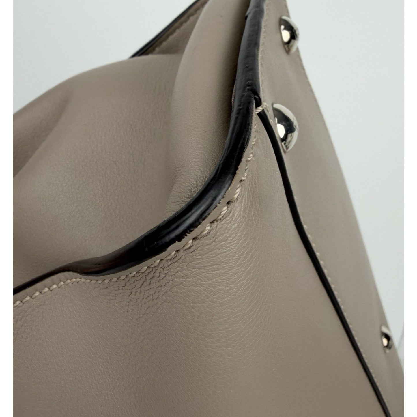 Fendi Peekaboo Python-Trimmed Medium in Taupe Leather for Women B6