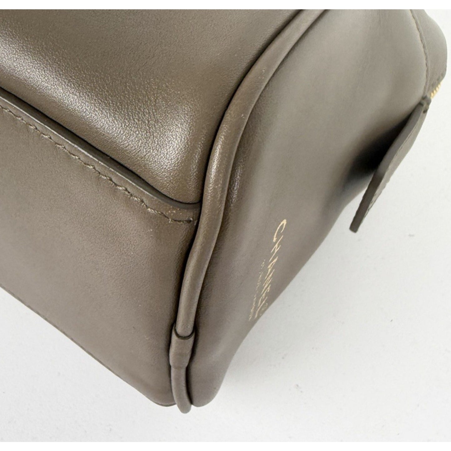 Chanel Perfect Bowling Large Bag in Khaki Brown Calfskin Leather D8