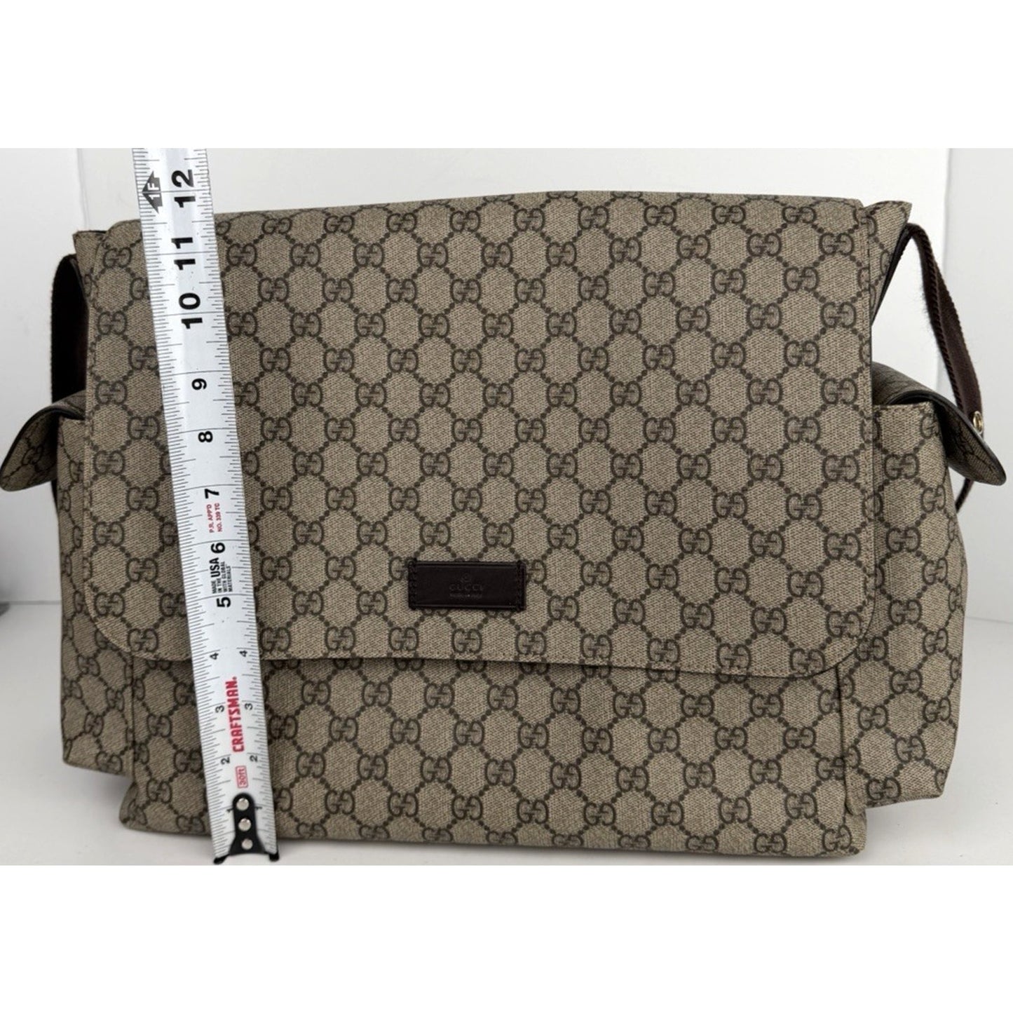 Gucci GG Supreme Diaper Messenger Bag Large in Brown Coated Canvas S
