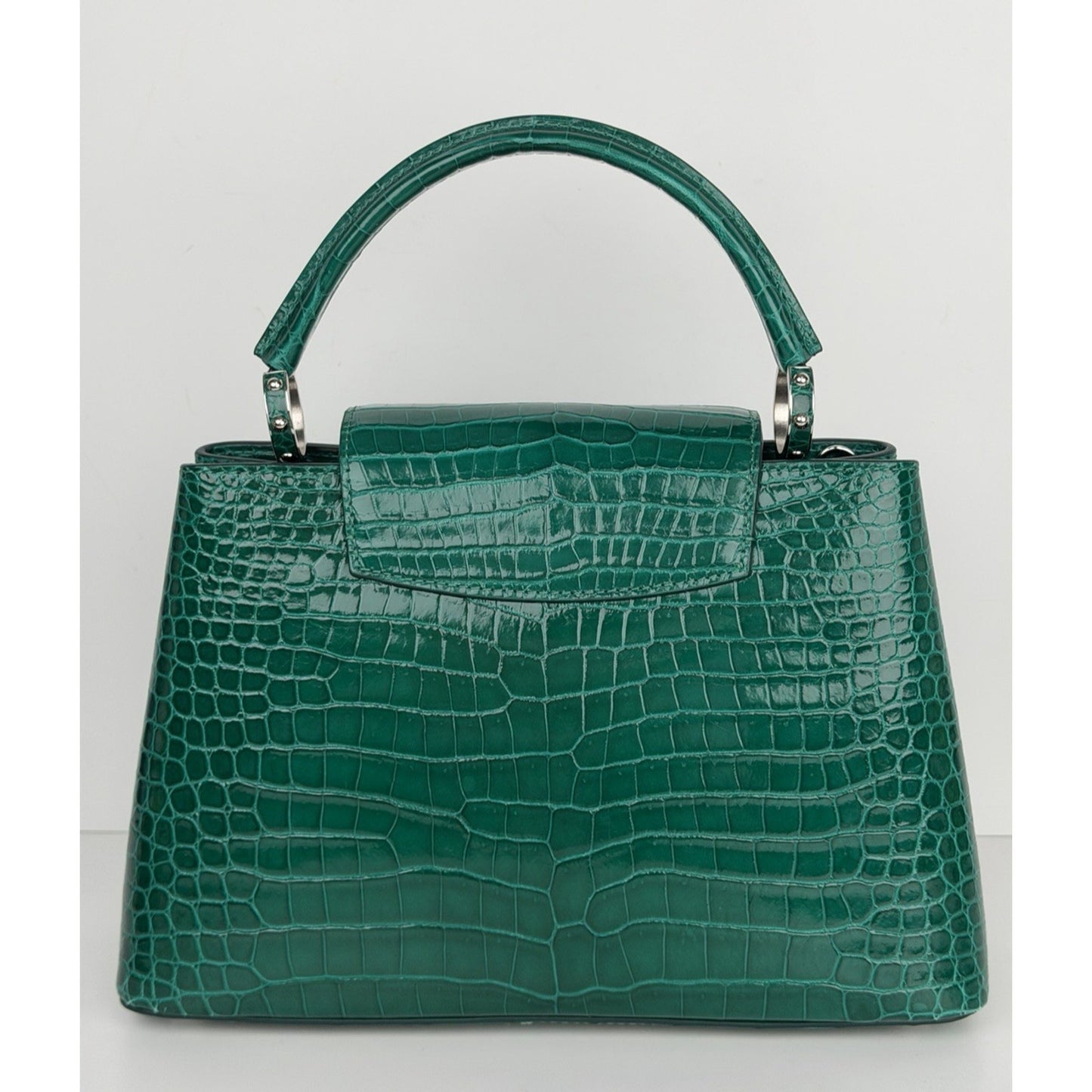 Louis Vuitton Capucines Green MM Bag in Alligator Leather Microchipped E3