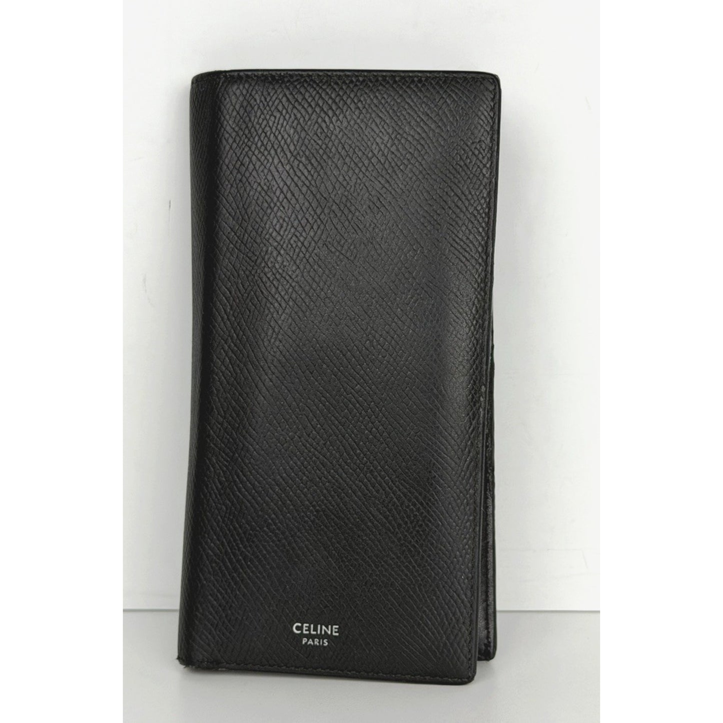 Celine Long Bifold Wallet Grained Calfskin Leather Black K1