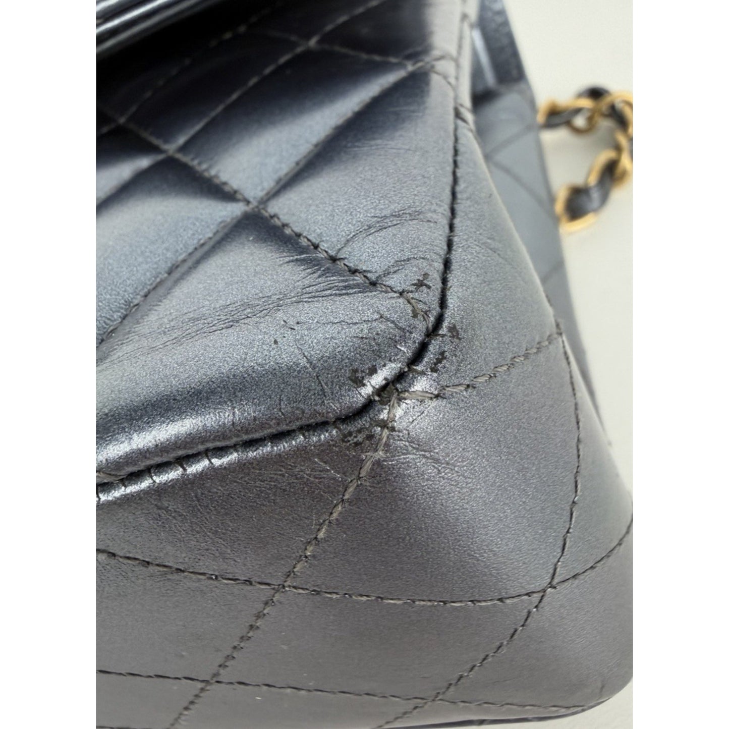 Chanel Classic Double Flap Bag Small in Metallic Navy Quilted Leather NFC B-6