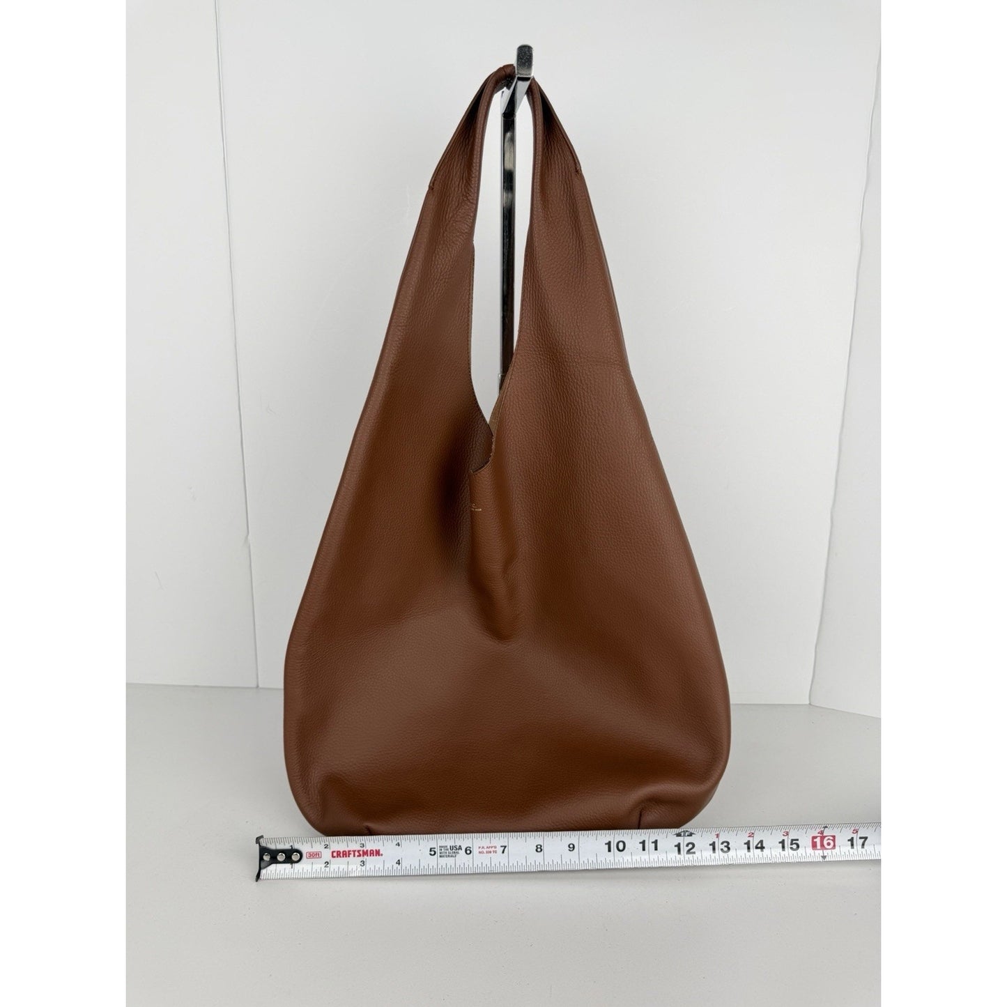 A.P.C. Le Neige Slouchy Hobo Bag Unisex in Cognac Brown Grained Leather S-19