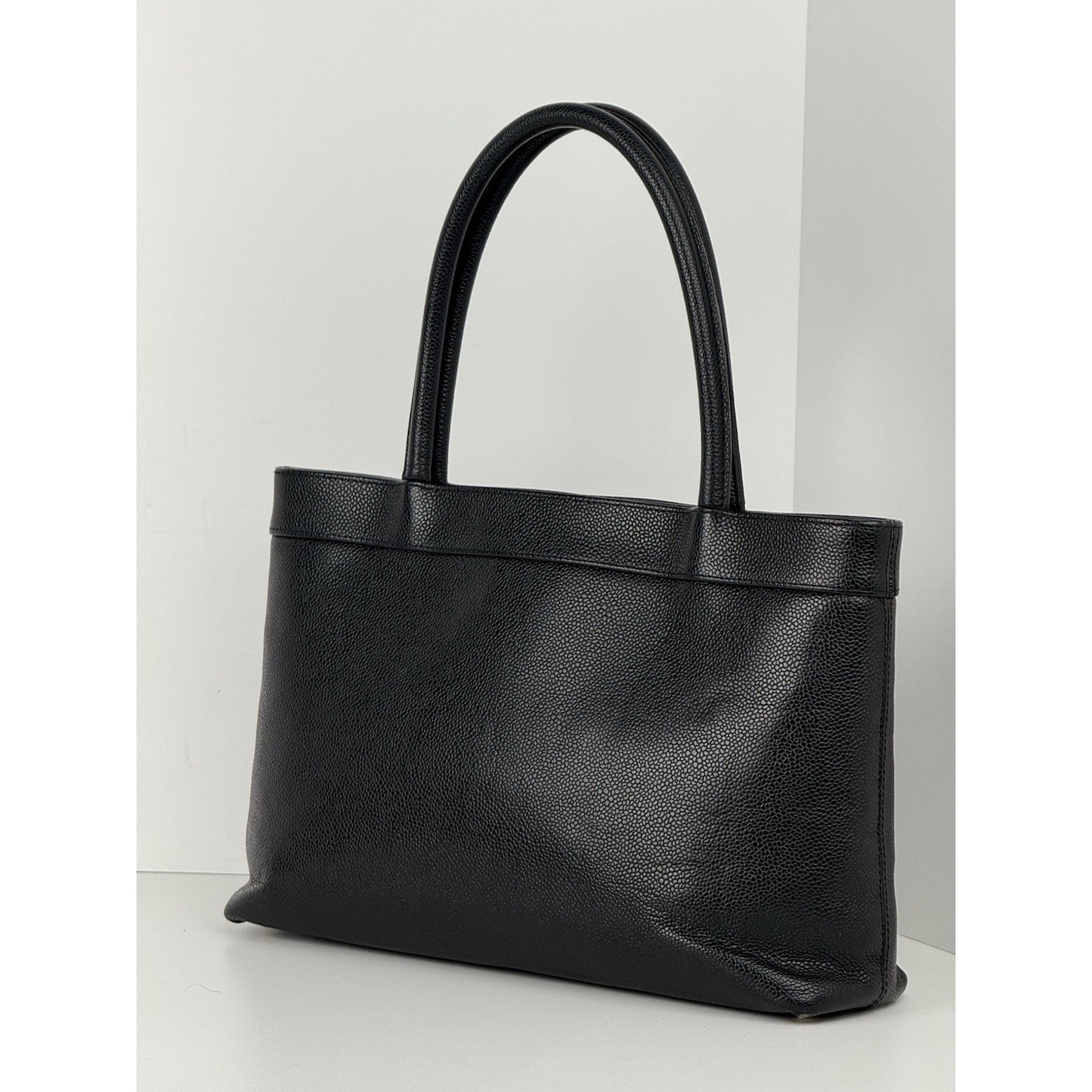 CHANEL Vintage CC Open Tote Black Caviar Leather Bag