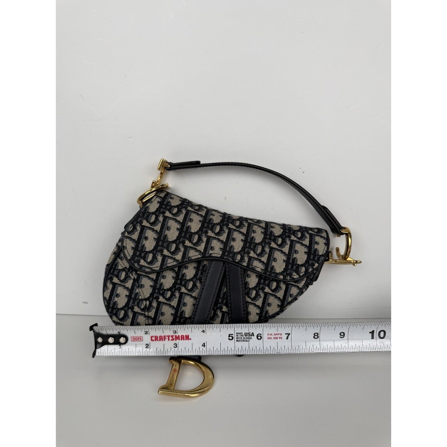 Dior Saddle Bag Mini in Blue Oblique Jacquard Canvas Gold-Tone Hardware 2018 C-9