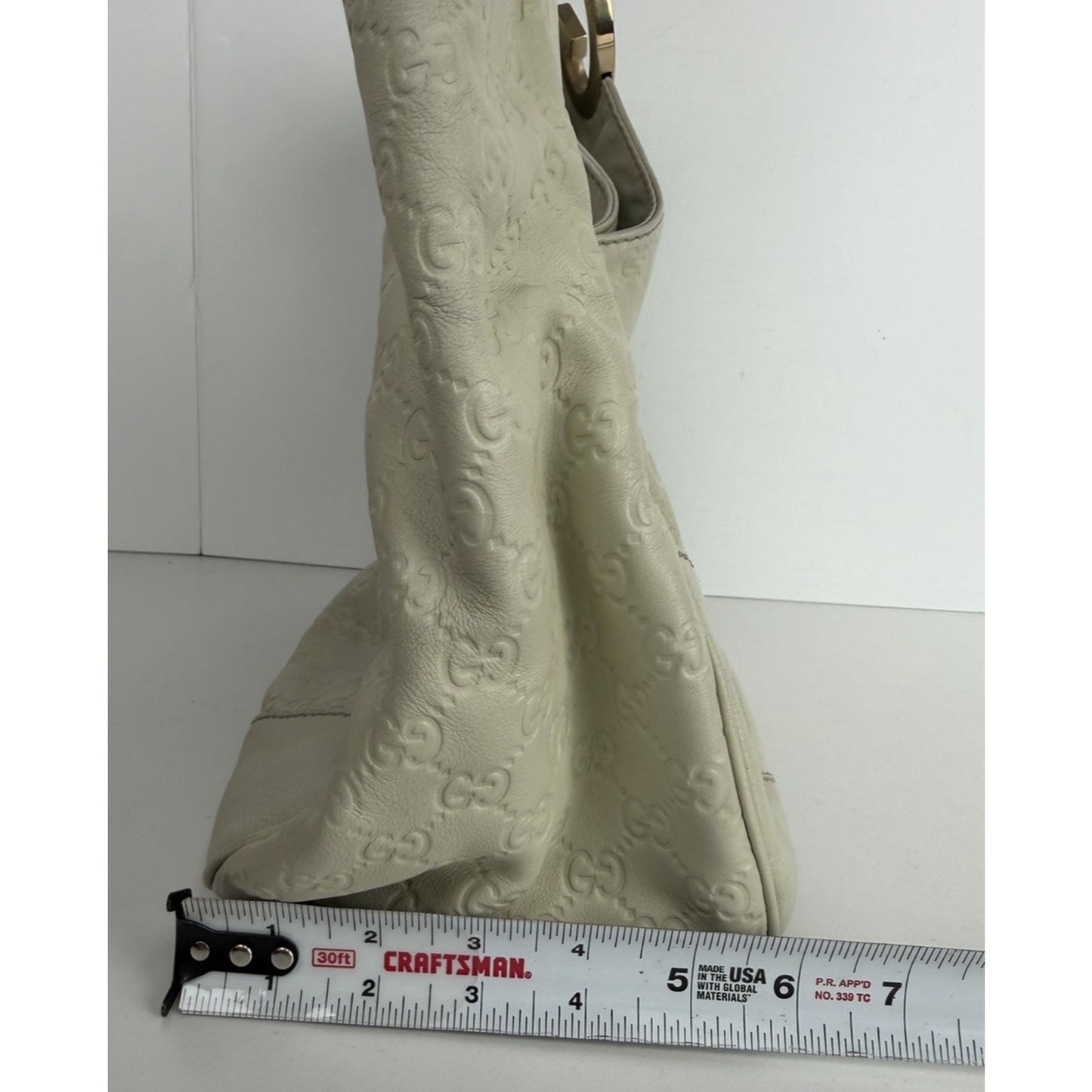 Gucci Guccissima Charlotte Large Tote Bag White Genuine Leather S