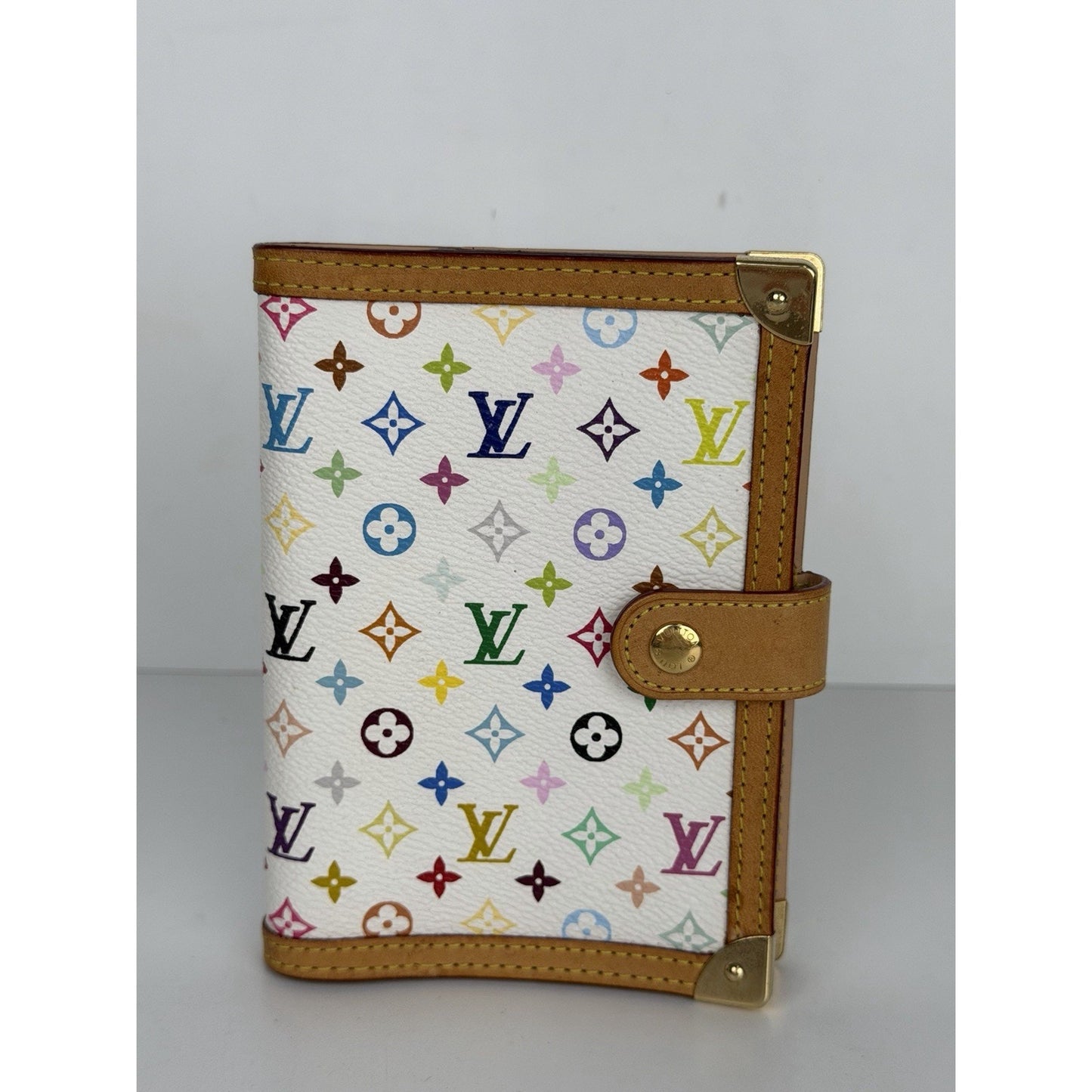 Louis Vuitton Monogram Multicolor Small Ring Agenda Cover in White 2007