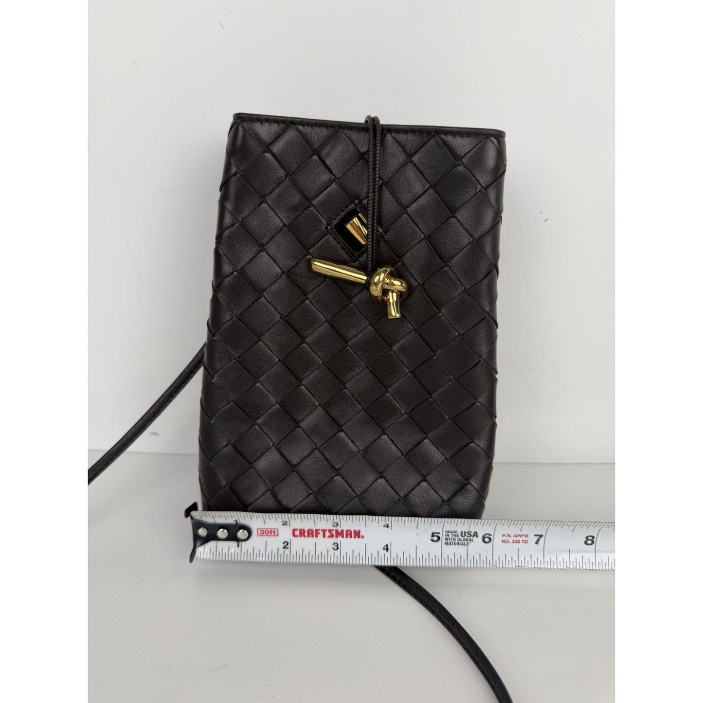 Bottega Veneta Andiamo Phone Pouch Bag in Dark Brown Intrecciato Leather NFC S08