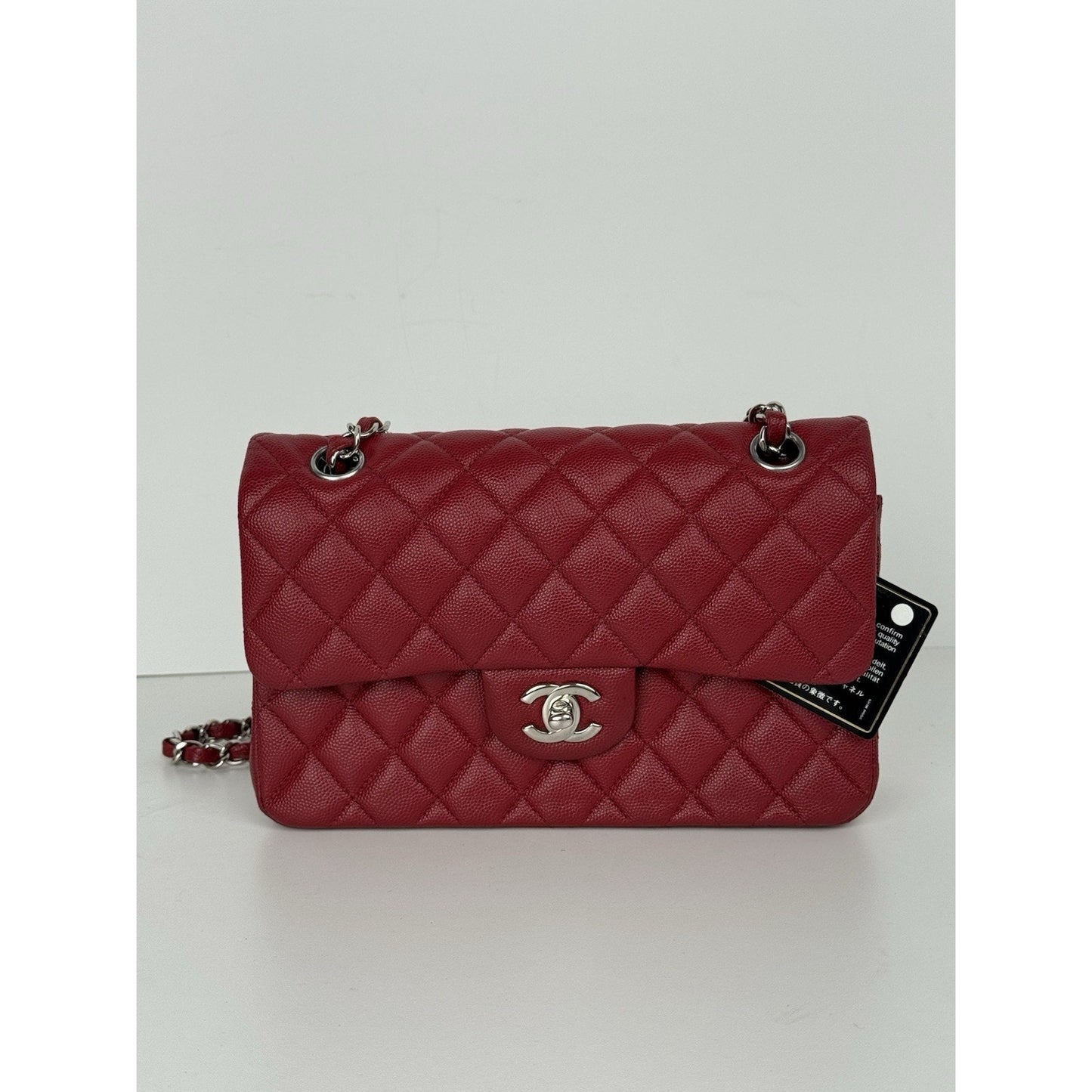 CHANEL Timeless Classic Small Red Caviar Leather Double Flap Shoulder Bag
