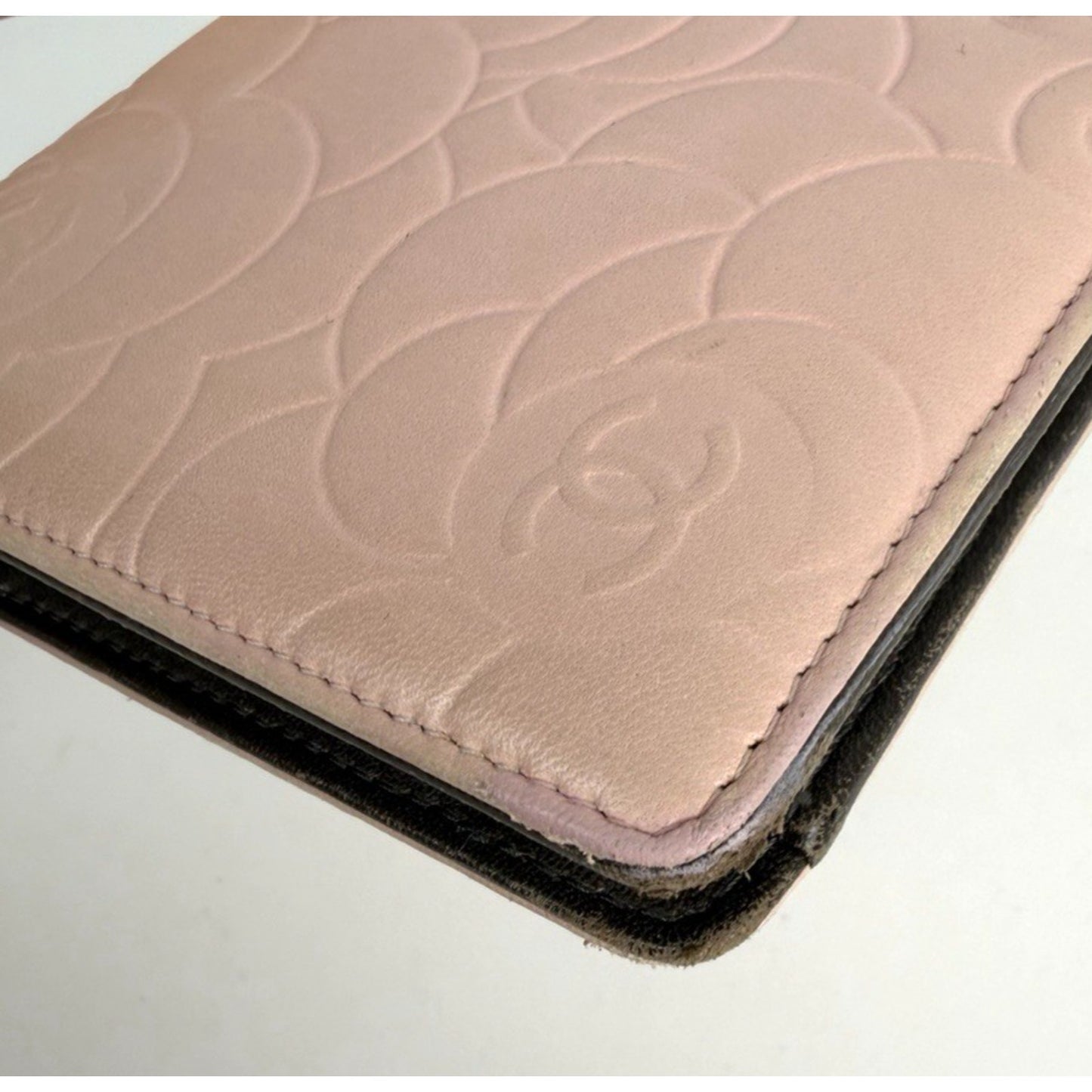 Chanel Pink Lambskin Camellia Embossed Wallet in Pink 2010 K-2