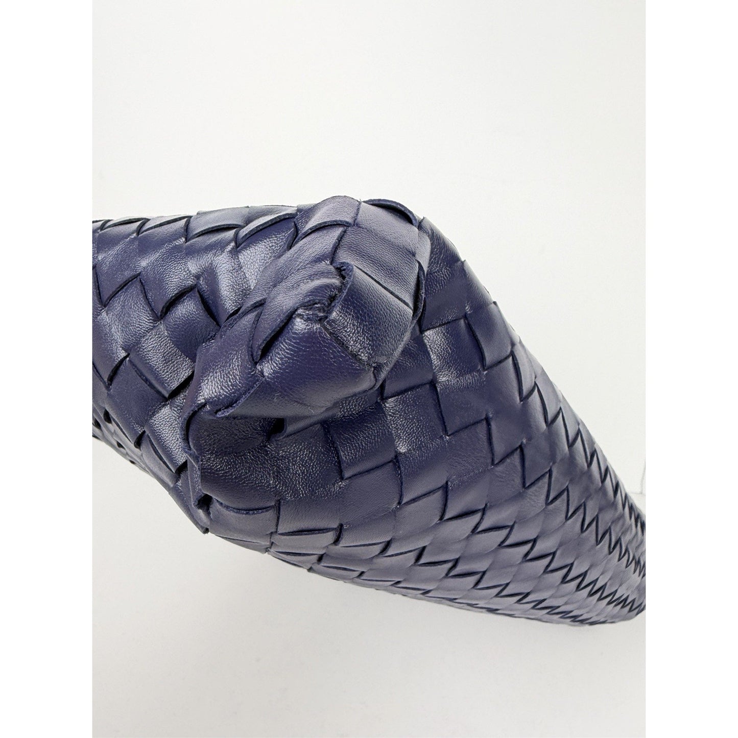 Bottega Veneta Small Hop Hobo Bag in Blue Intrecciato Woven Lambskin Leather D5