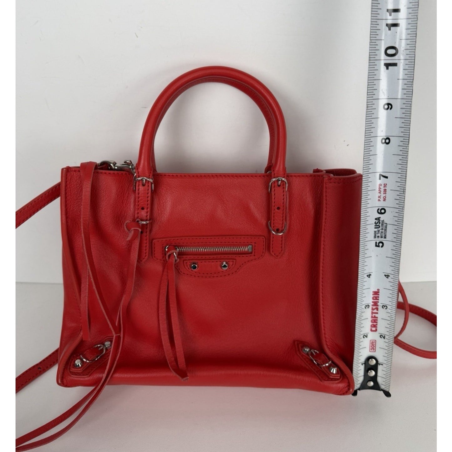 Balenciaga Papier A4 Zip-Around Tote Bag Mini in Red Calfskin Leather S-01