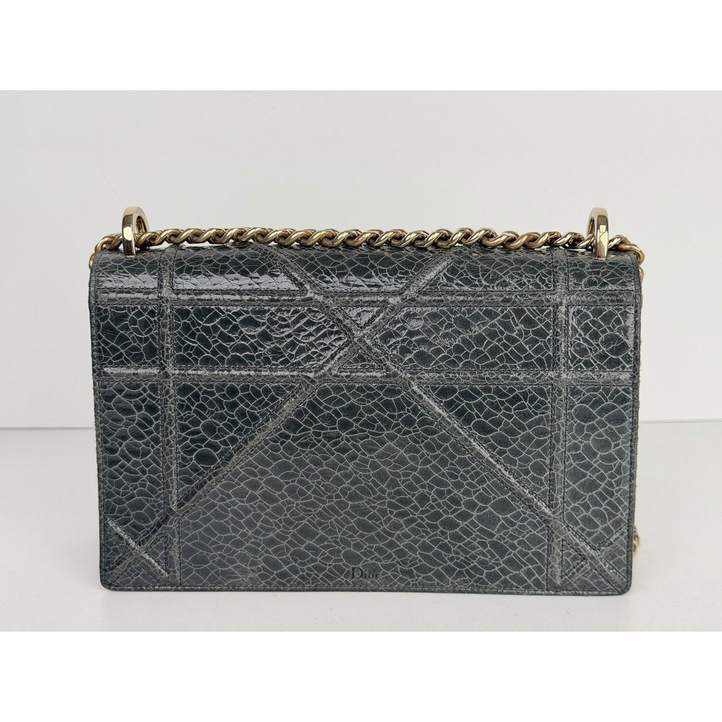 Christian Dior Diorama Medium Flap Bag Crackled Deerskin Leather S05