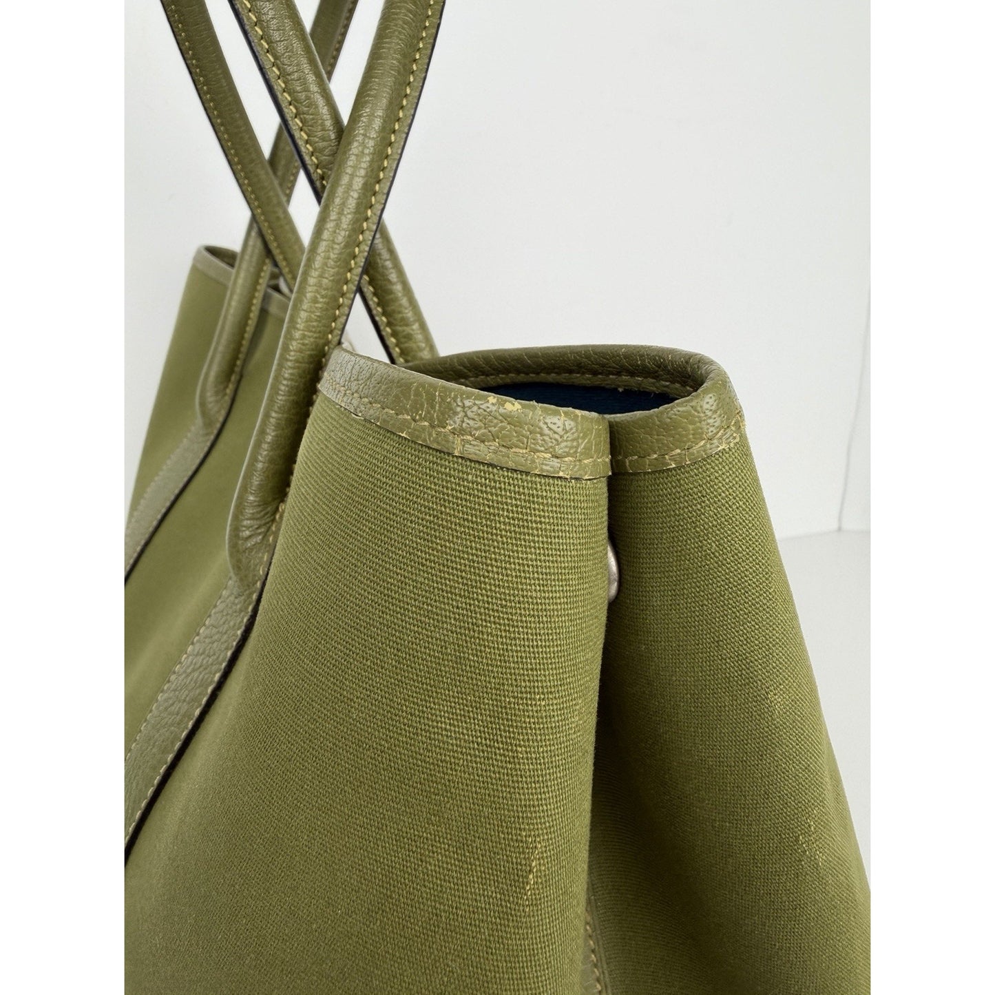 Hermes Garden Party 36 PM Tote Bag Olive Green Canvas and Leather 2006 C1