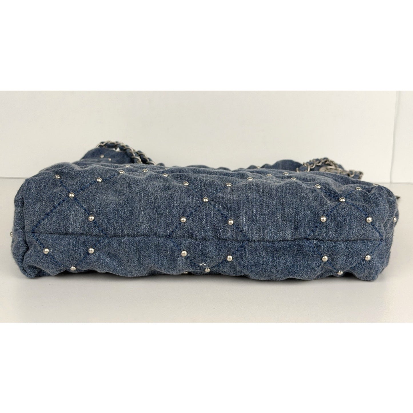 Chanel 22 Small Shoulder Hobo Bag in Denim With Studs and With a Pouch NFC E-3
