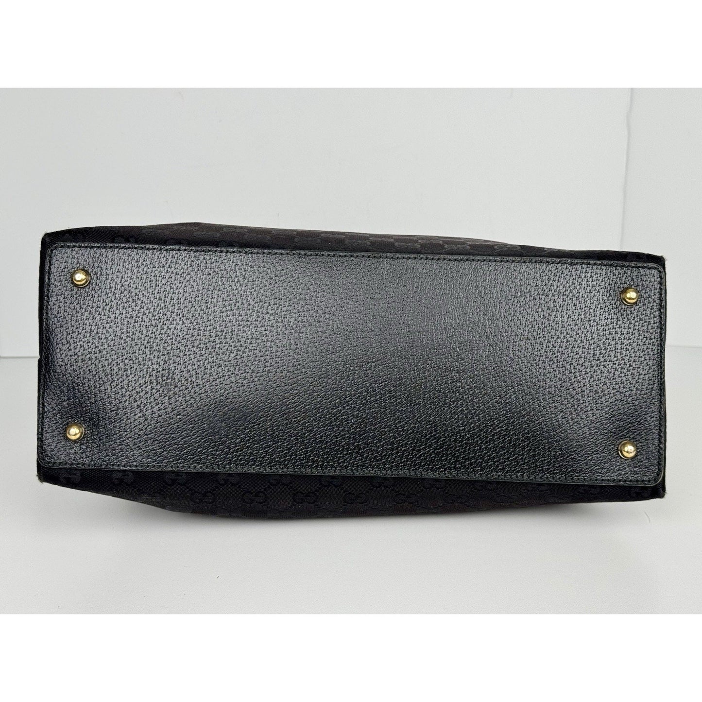 Gucci GG Canvas Tote Bag in Black with Bamboo Handles D-7