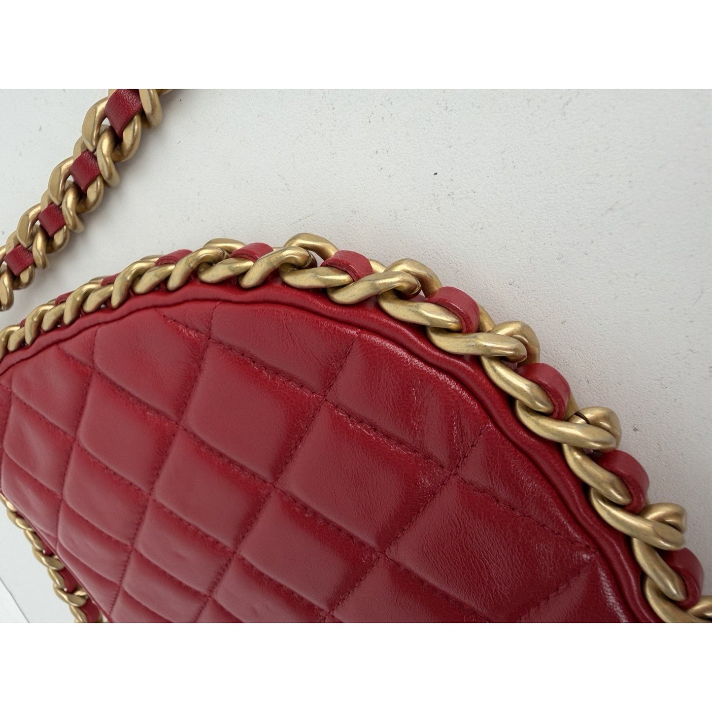 Chanel Hobo Bag Chain Around Large in Red Quilted Lambskin Leather NFC B2