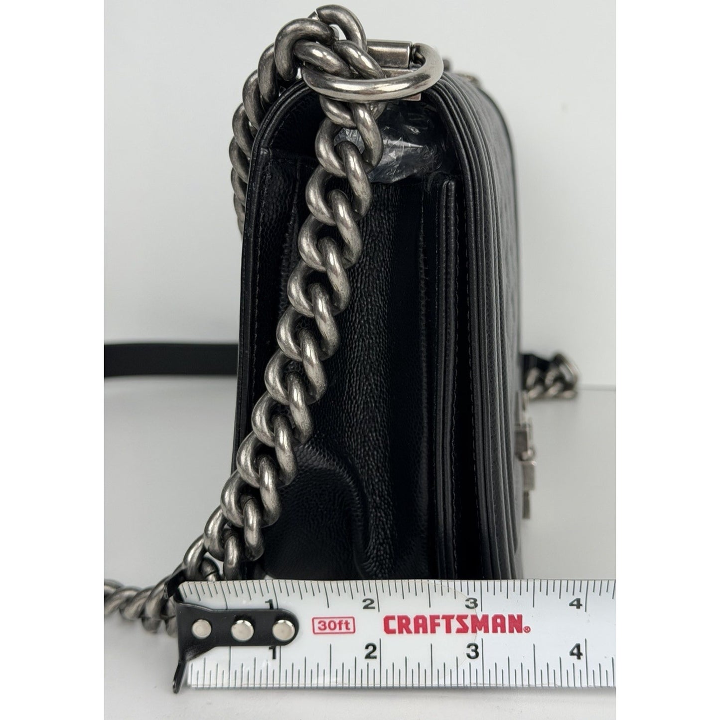 CHANEL Boy Flap Shoulder Bag Black Caviar Quilted Leather Medium 2019 C6