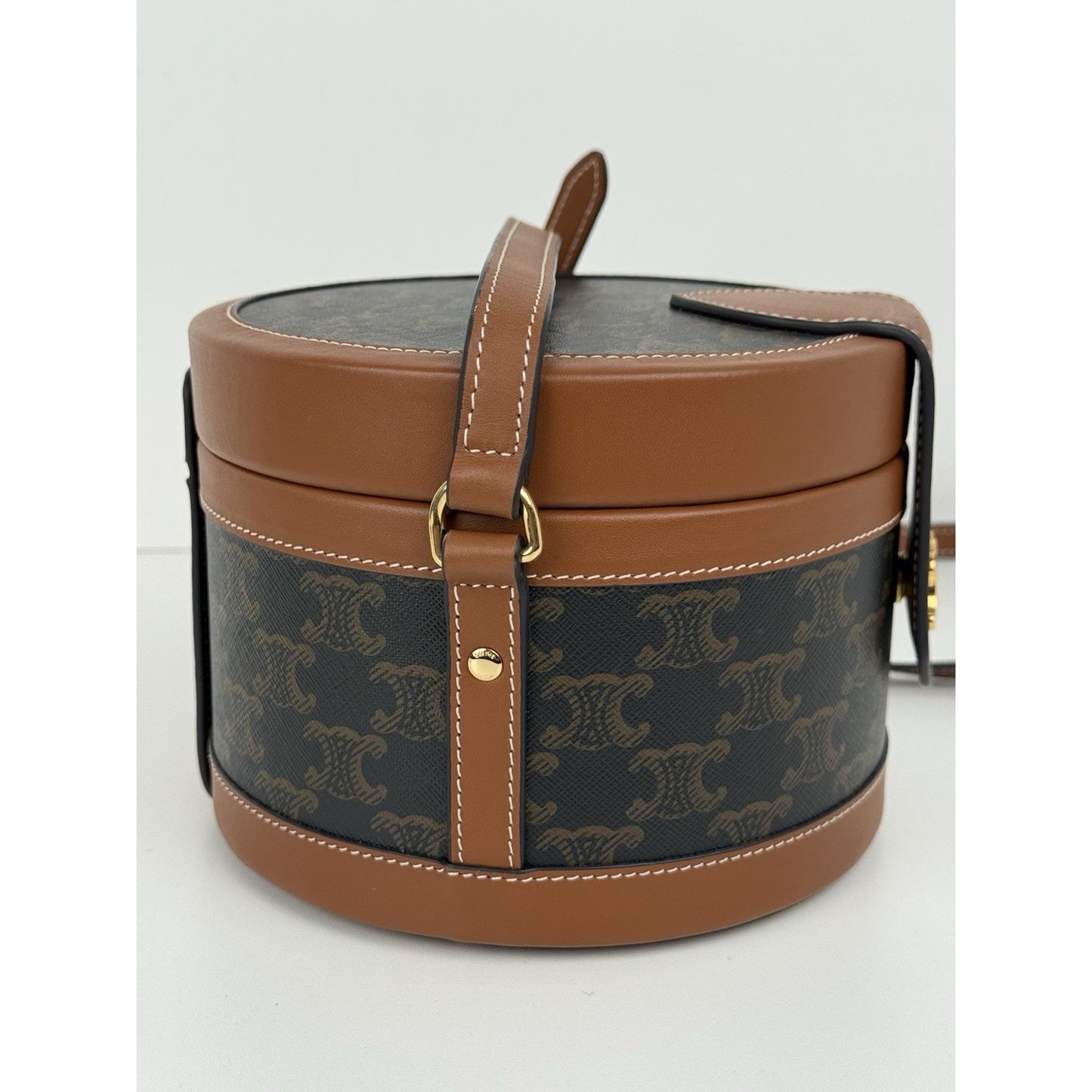 Celine Triomphe Tambour Brown Leather Shoulder Bag