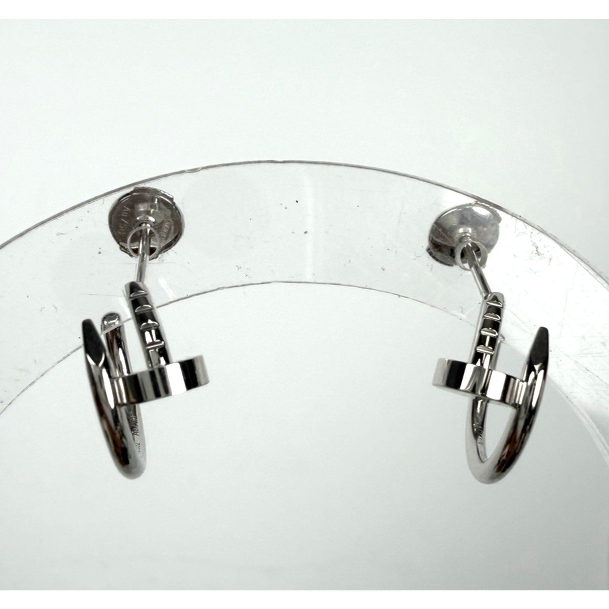 Cartier Juste Un Clou Hoop Mini Earrings Wrapped Nail in 18k White Gold