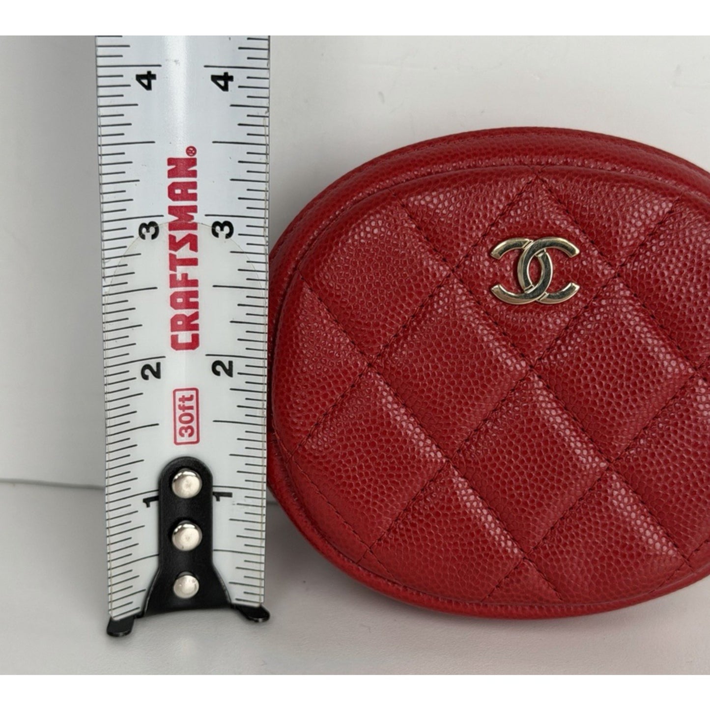 Chanel Round Coin Purse Red Quilted Caviar Leather & Gold-tone Hardware 2019 K2