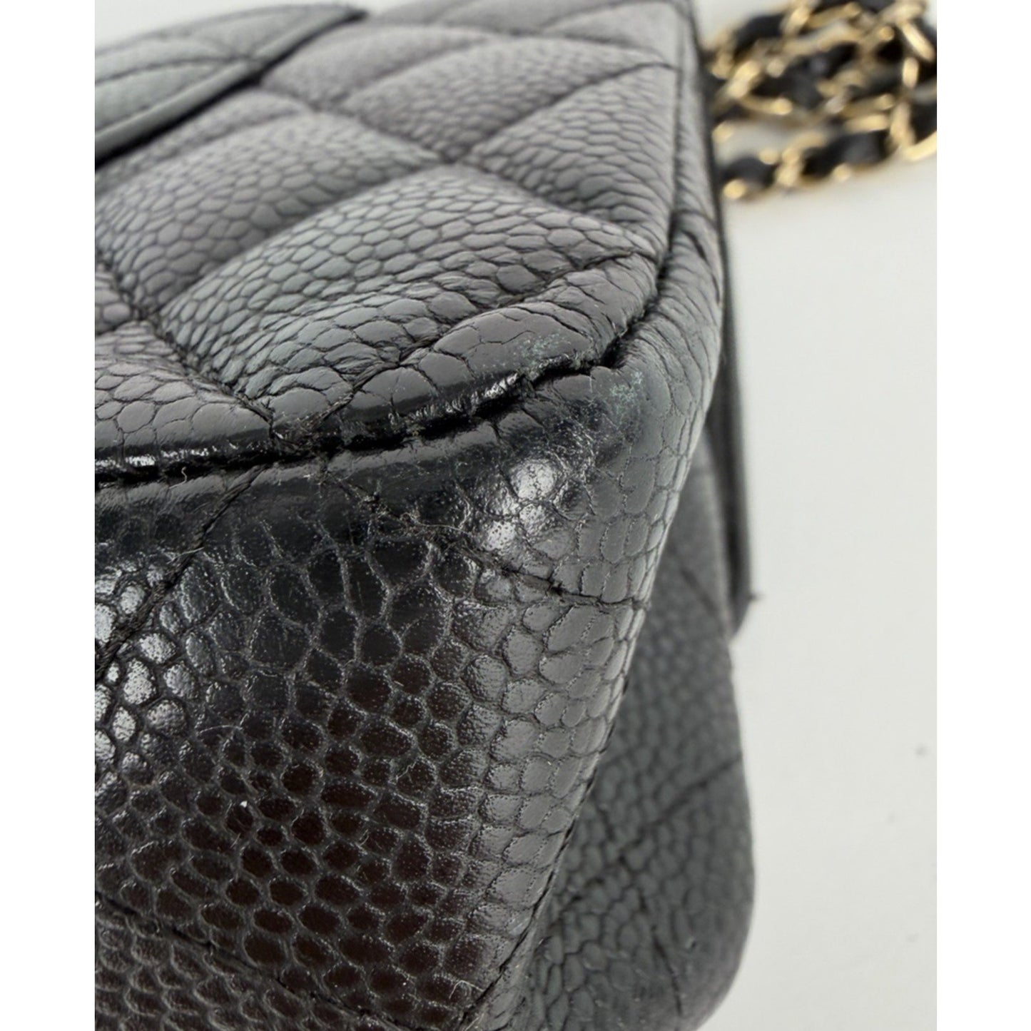 Chanel Classic Bag Black Grained Calfskin Leather & Gold-Tone Hardware D1