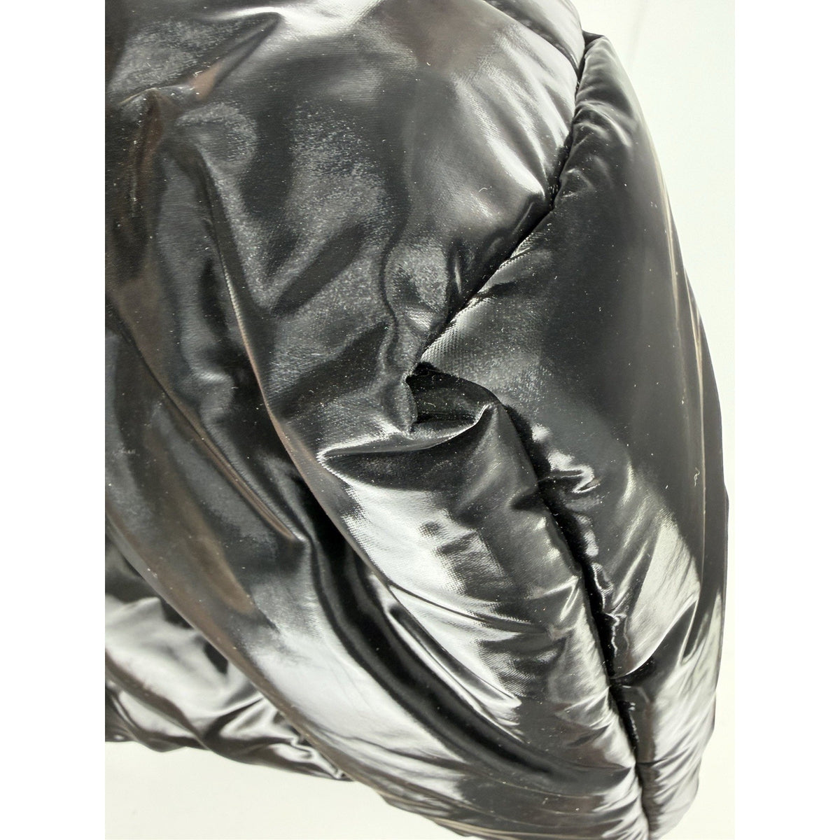 Saint Laurent Padded Tote Bag in Black Shiny Puffy Nylon with Embossed Logo C-6