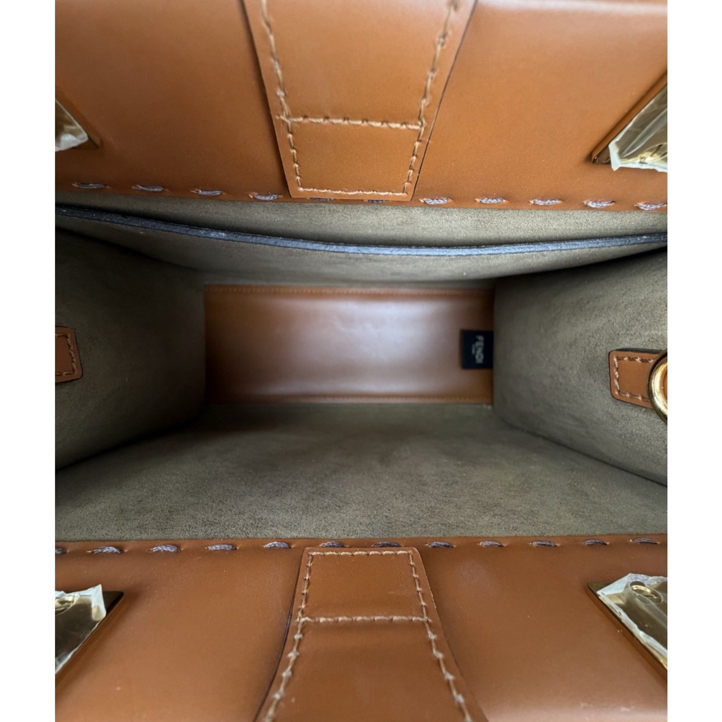Fendi Sunshine Tote Bag in Brown Leather and Plexiglass Handles B3