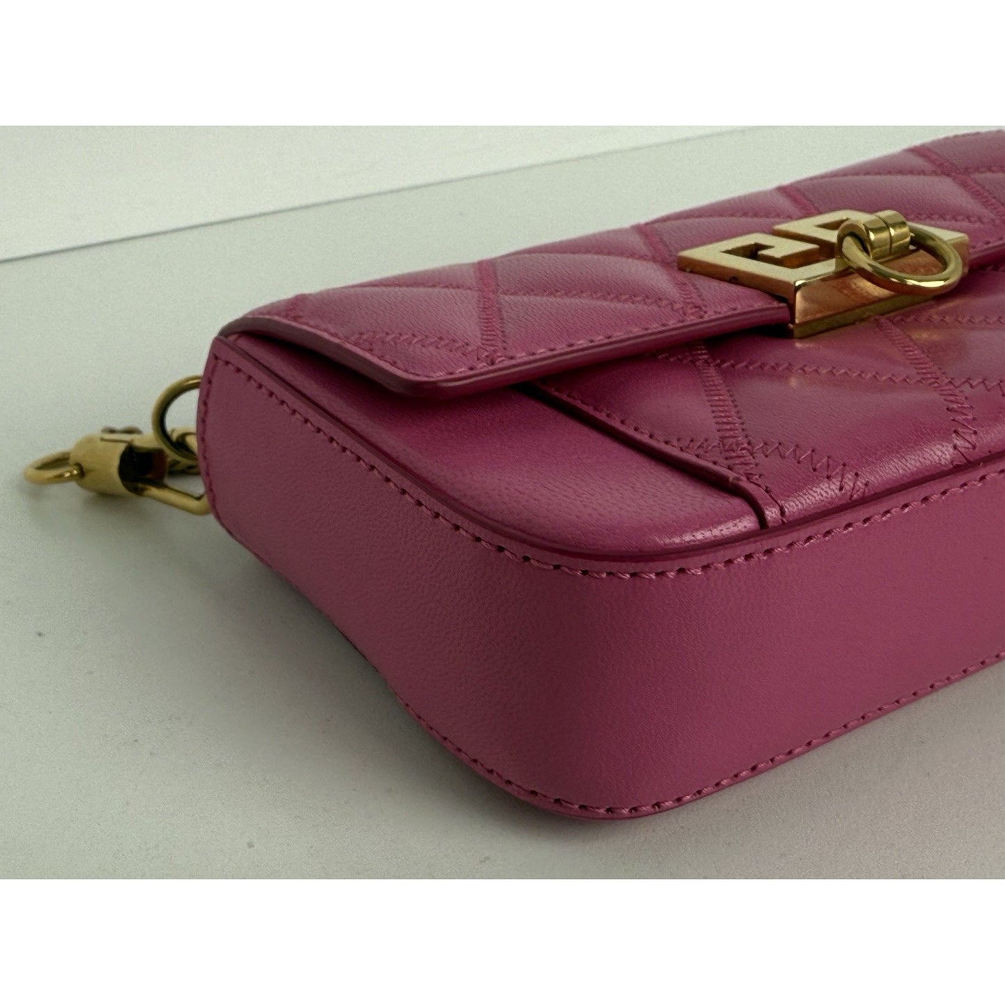 Givenchy Quilted Goatskin GV3 Mini Pocket Convertible Bag Pink w Gold Hardware