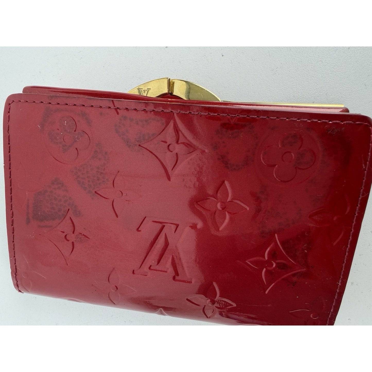 Louis Vuitton LV Monogram Vernis Patent Leather French Purse Wallet in Red 2007