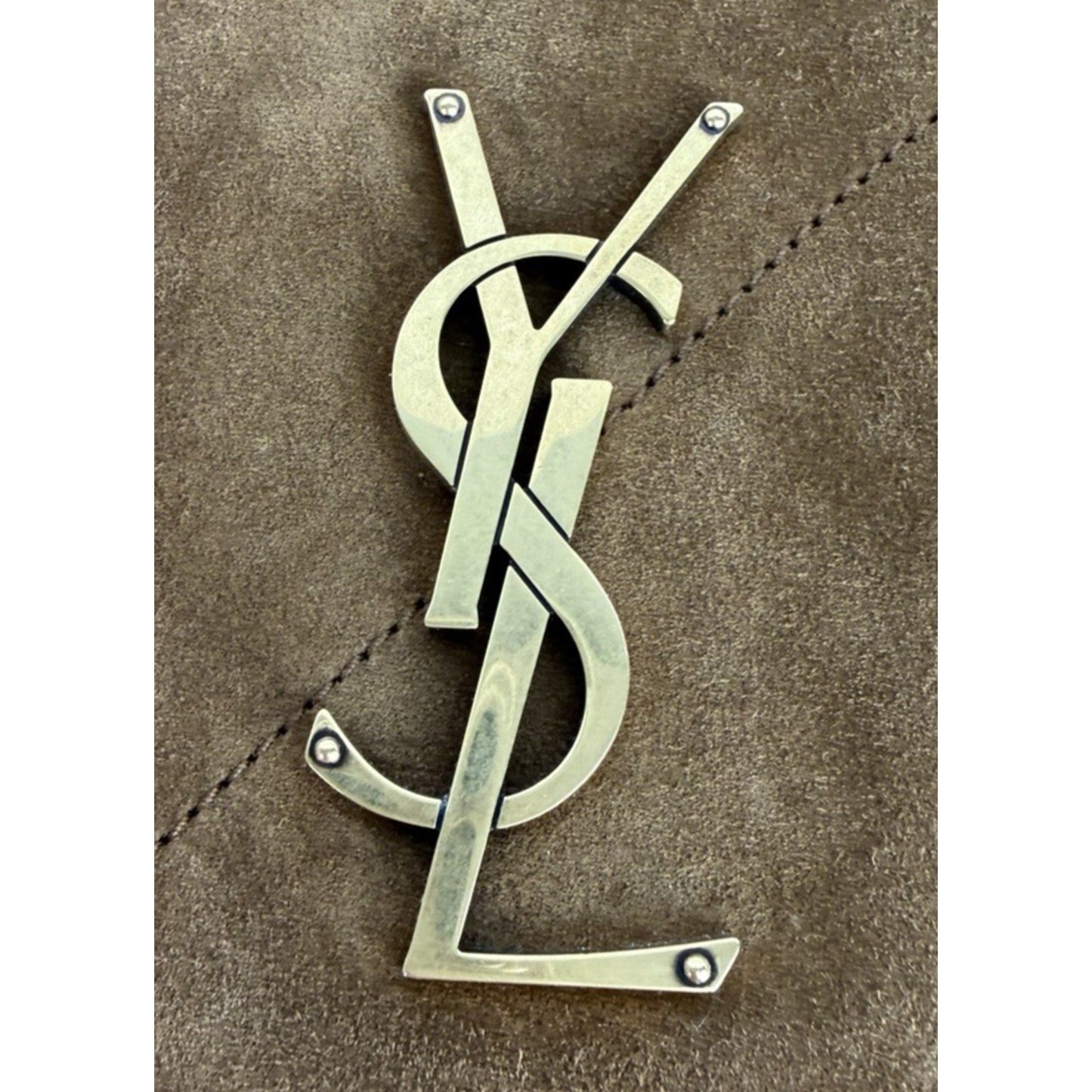 Saint Laurent Jamie Large Pochon Shoulder Bag in Brown Suede Gold HW E5