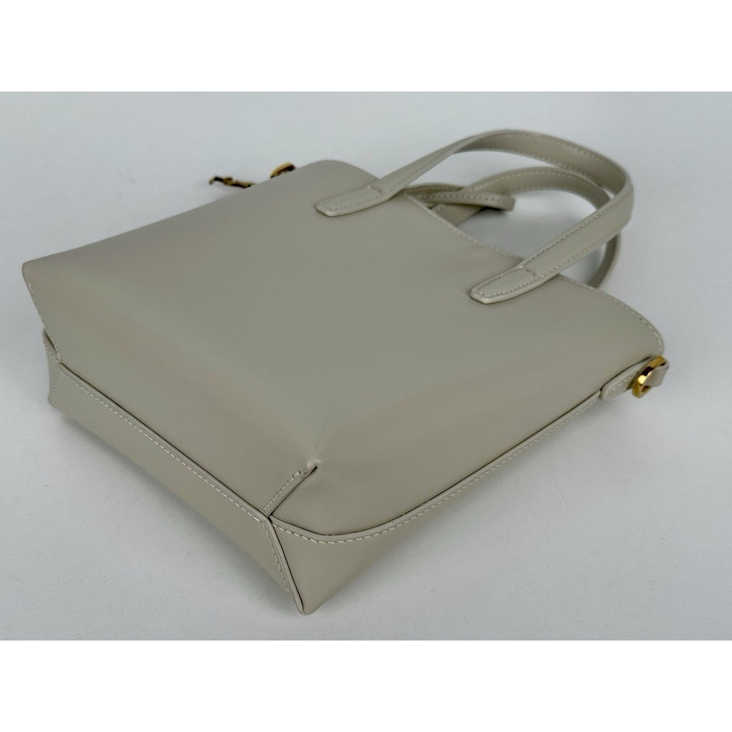 Saint Laurent Mini Toy Shopping Tote Cream Leather Bag (3)