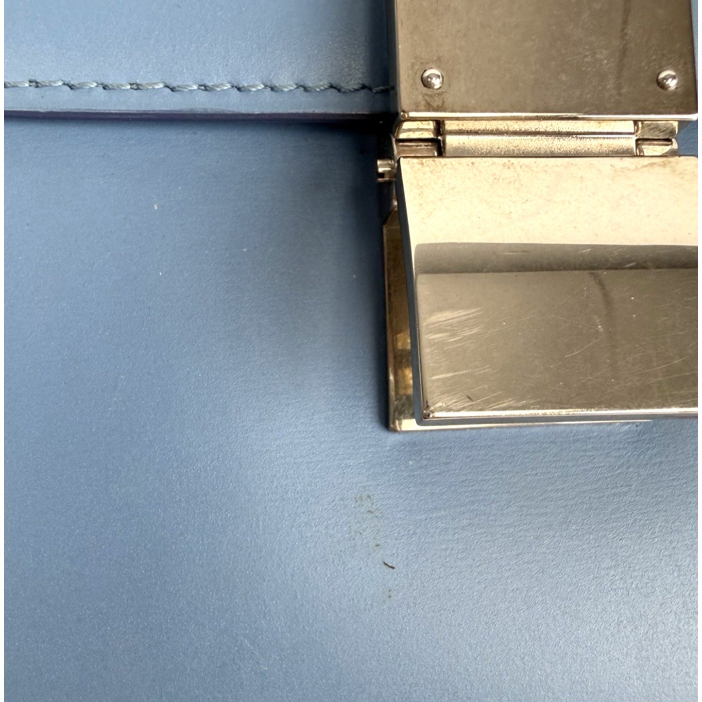 Celine Classic Box Flap Medium Bag in Blue Liege Calfskin Leather S