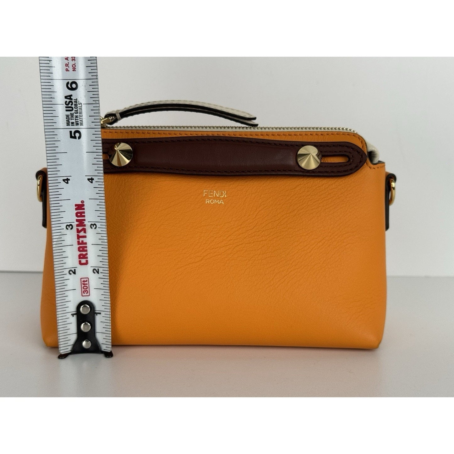 Fendi By The Way Leather Handbag Orange and Brown D-1