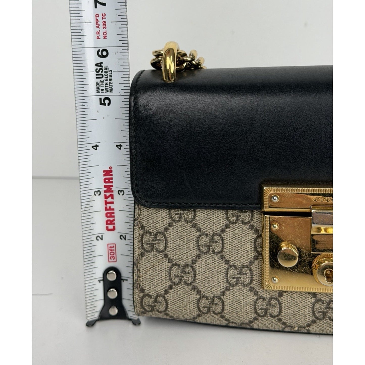 Gucci Padlock Small Shoulder Bag GG Supreme Beige/Black Canvas and Leather S07
