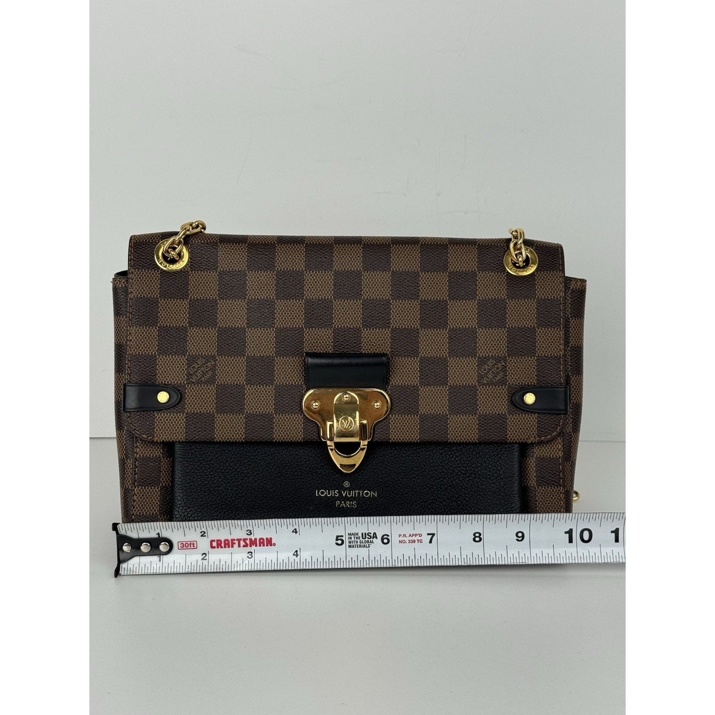 Louis Vuitton Vavin Damier Ebene Chain Strap Shoulder Bag in Brown Coated Canvas