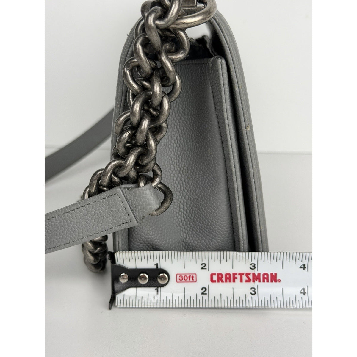 (LAYAWAY) Chanel Medium Boy Flap Bag in Grey Chevron Quilted Caviar Leather 2019 C9 (Copy)