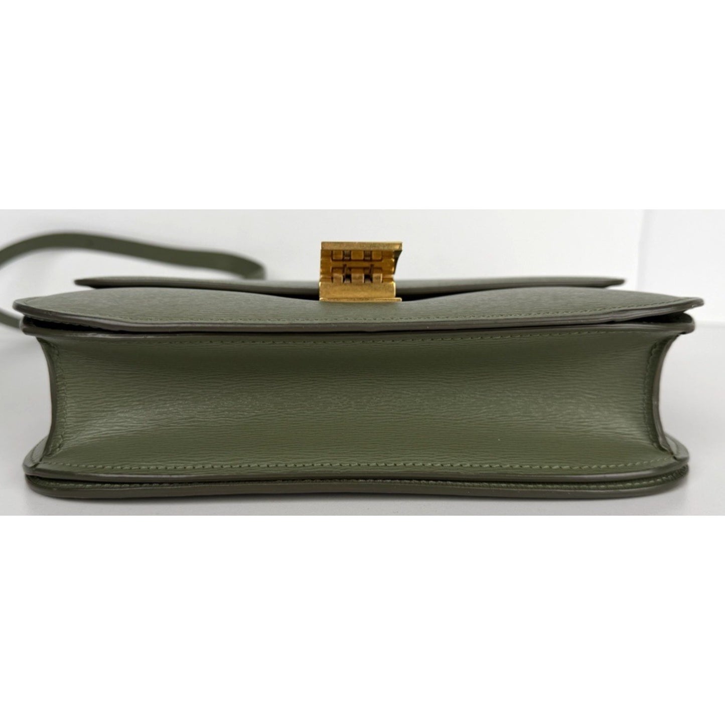 Celine Classic Box Flap Medium Bag in Light Khaki Liege Calfskin Leather S