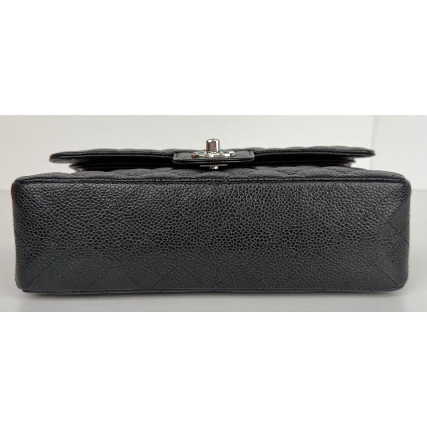 Chanel Classic Double Flap Small Bag Black Caviar Leather Silver Hardware NFC D7