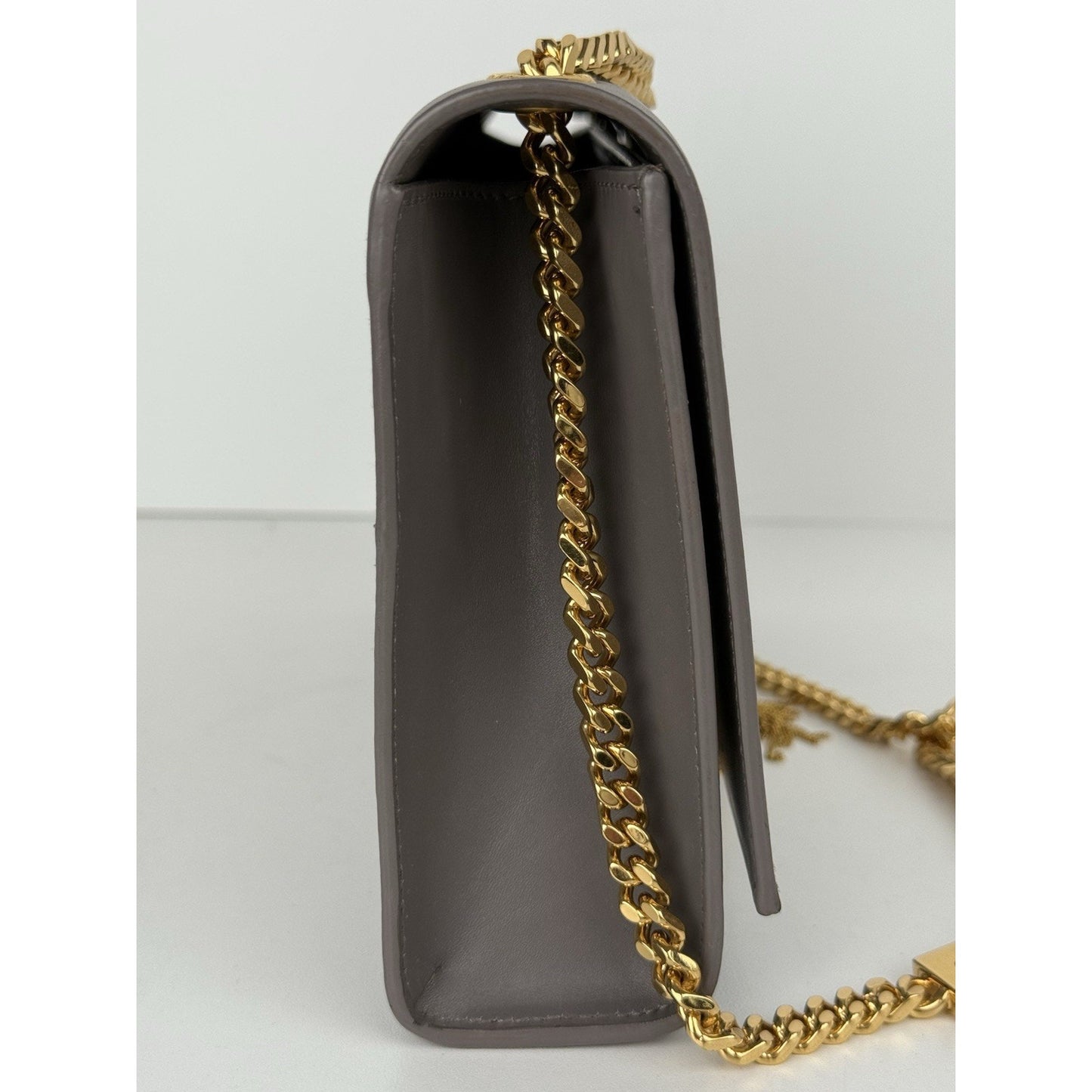 SAINT LAURENT Kate Medium Gray Leather Shoulder Bag